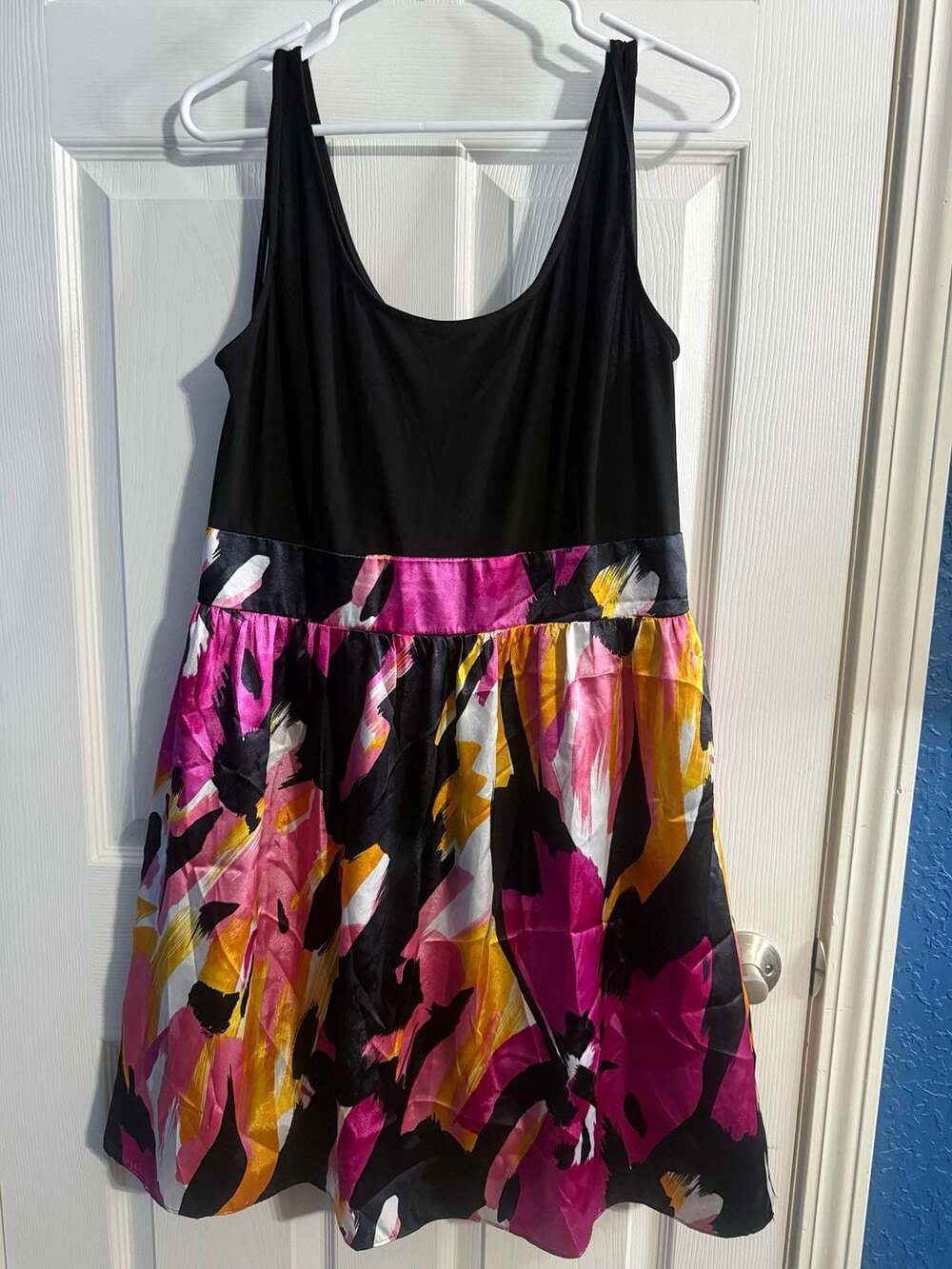 Jessica Howard Watercolor Print Two-Tone Empire Waist Cocktail Dress Size 16